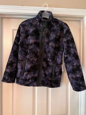 Old Navy Purple and Black Plush Sherpa Zip-Up Kids Jacket NWT SIZE XL